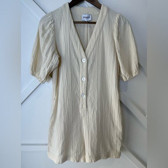 FRNCH Betina Woven Cotton Jumpsuit Short Romper in Ecru Cream Size XS - Picture 3 of 12